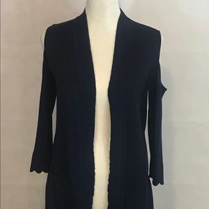 Isaac Mizrahi Cold Shoulder Navy Cardigan Top XXS